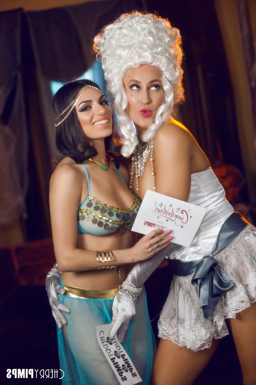20P Goddesses Darcie Dolce & Ryan Keely tease with big tits in Halloween costumes