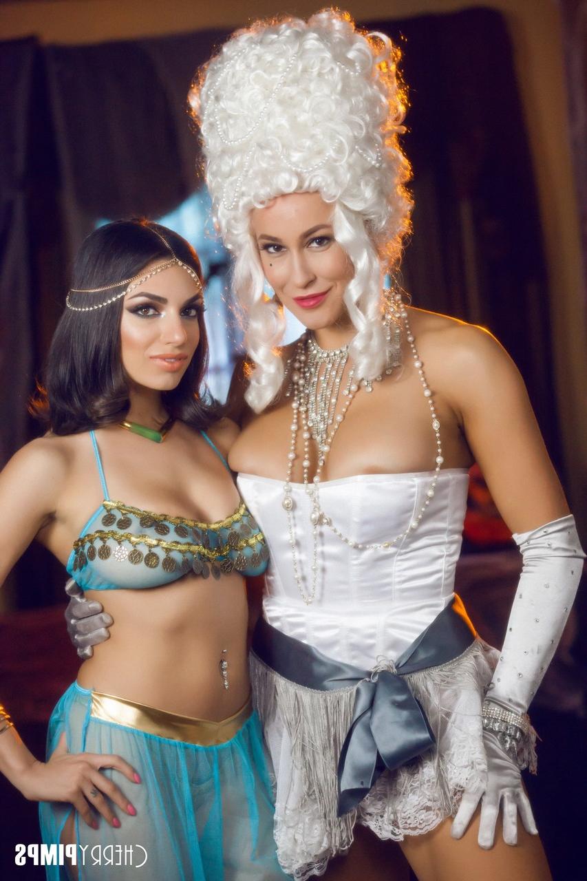 20P Goddesses Darcie Dolce & Ryan Keely tease with big tits in Halloween costumes