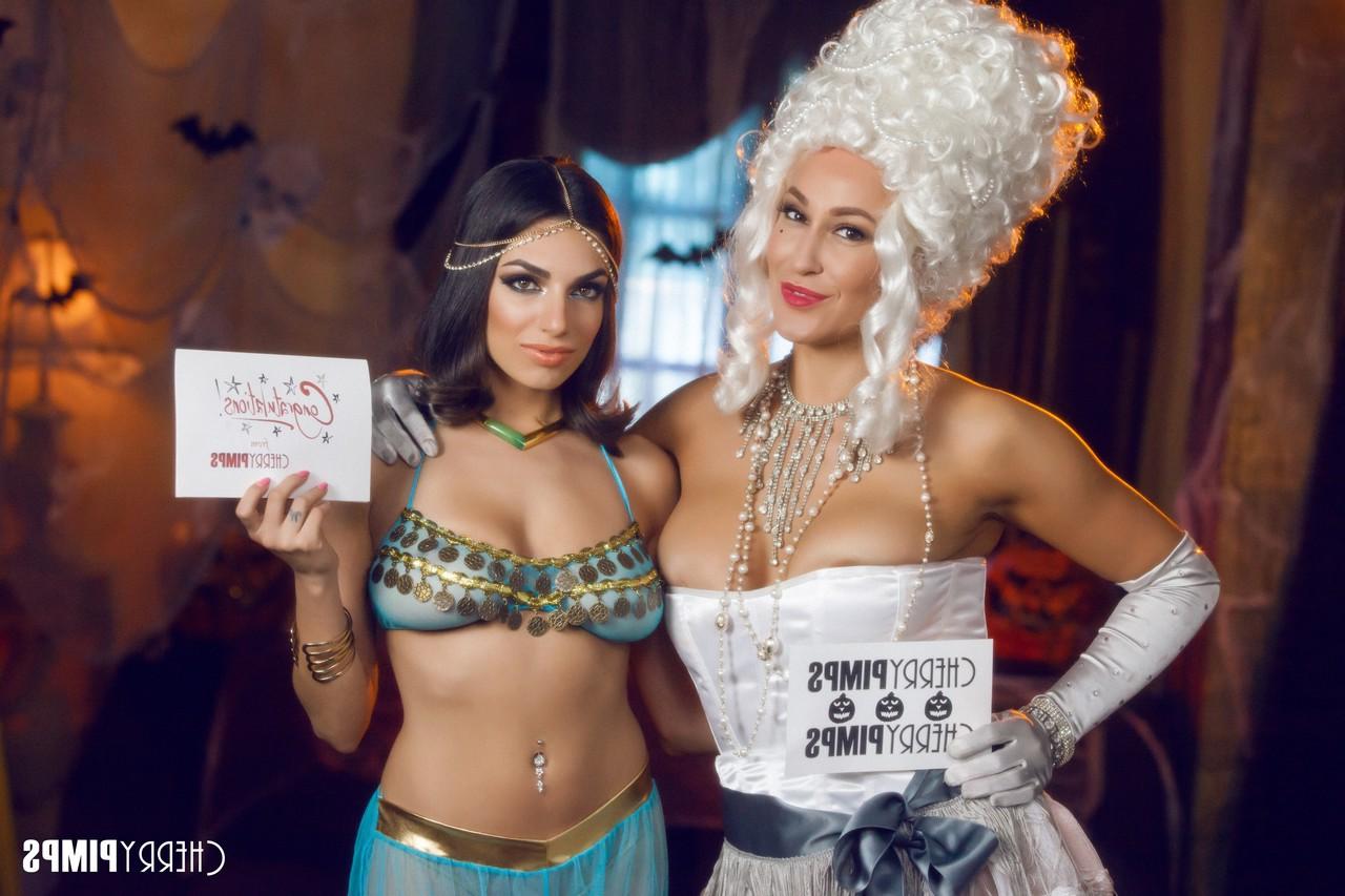 20P Goddesses Darcie Dolce & Ryan Keely tease with big tits in Halloween costumes