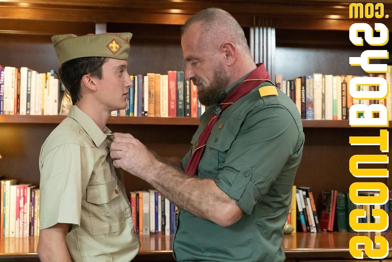 20P Skinny twink Scout Jack gets stripped & fingered by DILF Scoutmaster Kamp