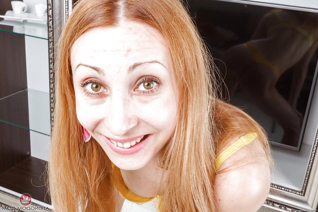 16P Mature redhead Kler flashing upskirt butt and hairy beaver