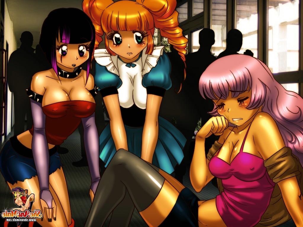 12P Travestis de anime se envolvem em chupadas de pau selvagens e sexo gangbang em uma festa