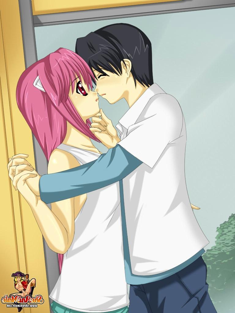 12P Transexual animada de cabelo rosa enfia o dong no cu da amiga