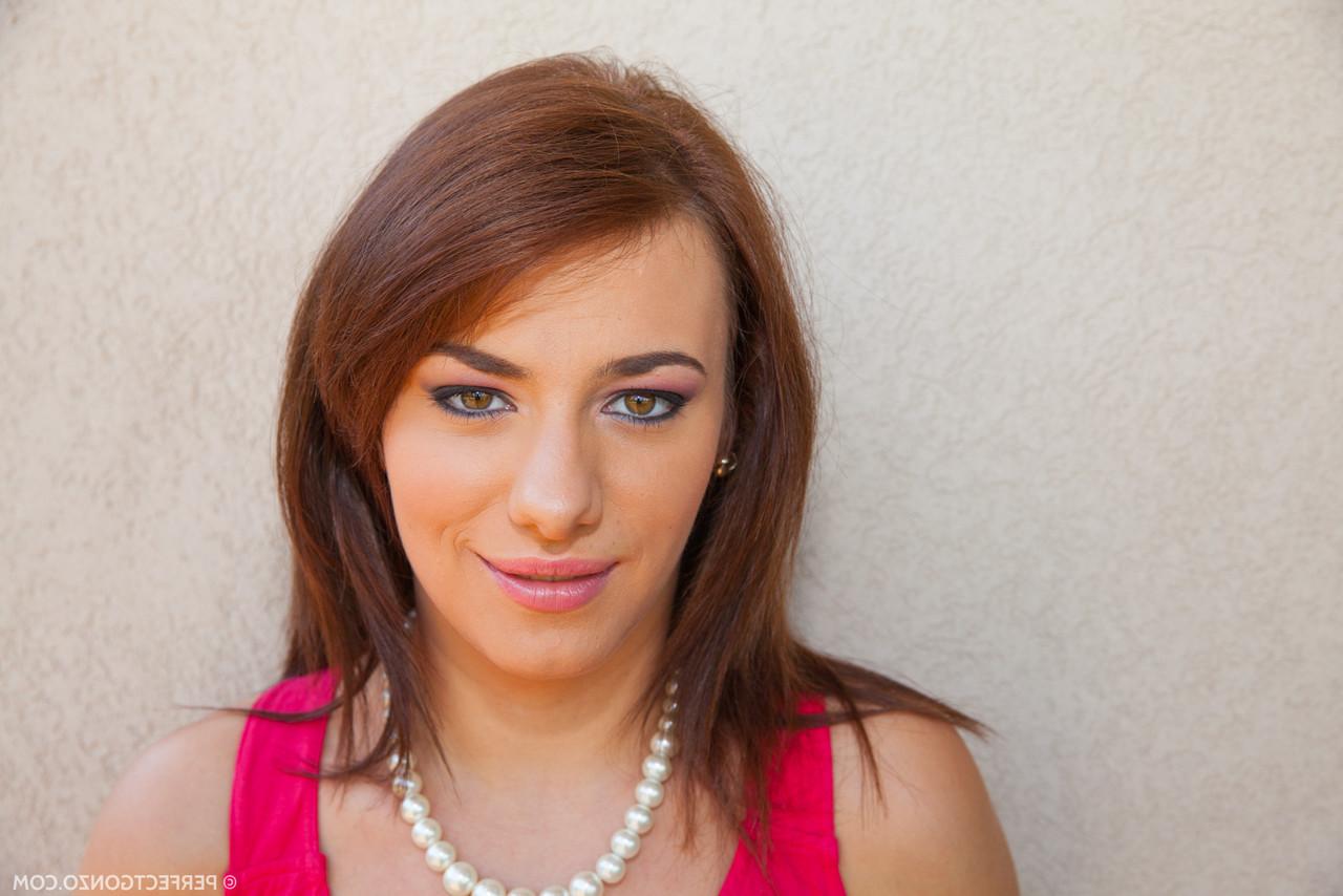 15P Pretty redhead Hanna Sweet takes a big white cock in her mouth in POV mode