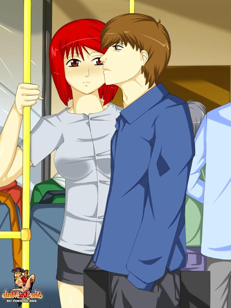 12P Ruiva animada com um pau enorme fode um cara moreno do transporte público