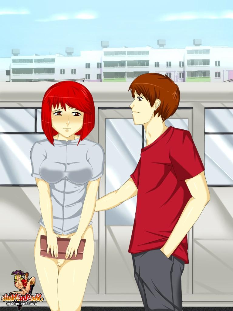 12P Ruiva animada com um pau enorme fode um cara moreno do transporte público