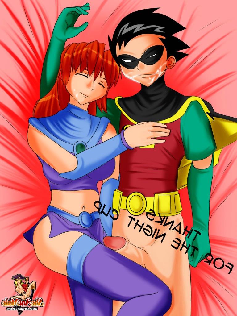 12P Cartoon-rothaarige Shemale bumst den geilen Robin und reitet seinen Schwanz auf einem Bett