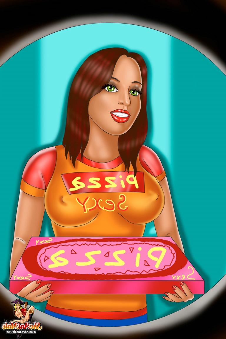 12P Animated trannies with nice tits stuff each other's ass on pizza night