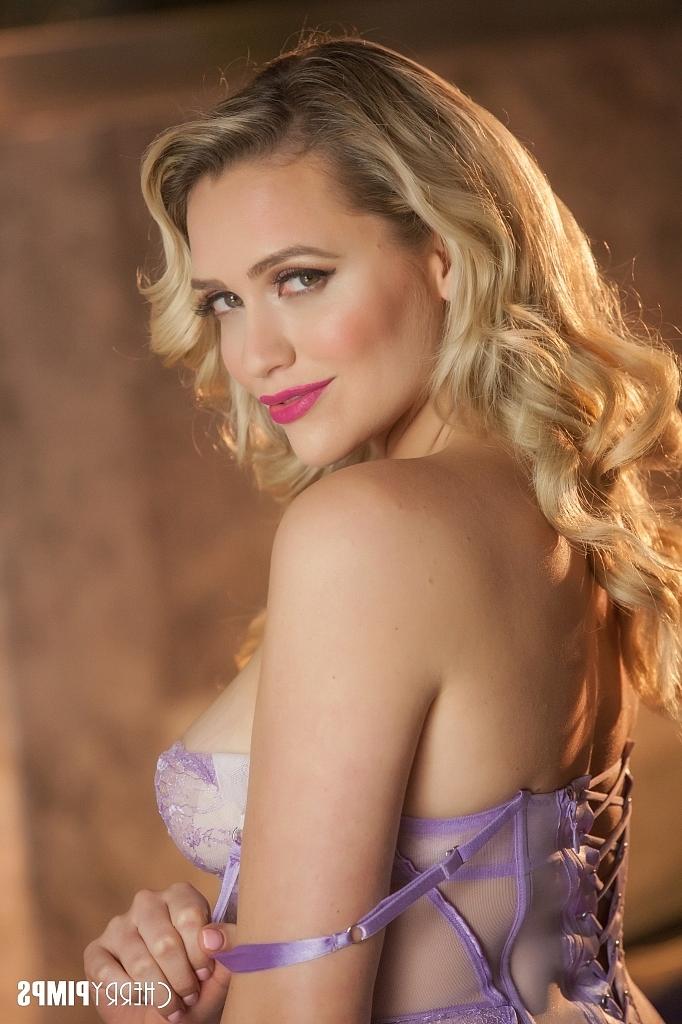 16P Blonde model Mia Malkova slowly removes her sexy lingerie and panty combo