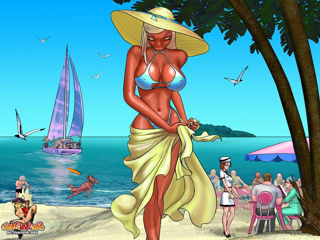 12P Die großschwänzige Cartoon-Blondine mit Shemale bekommt eine Gesichtsbehandlung, bevor sie einen heißen Schwarzen fickt