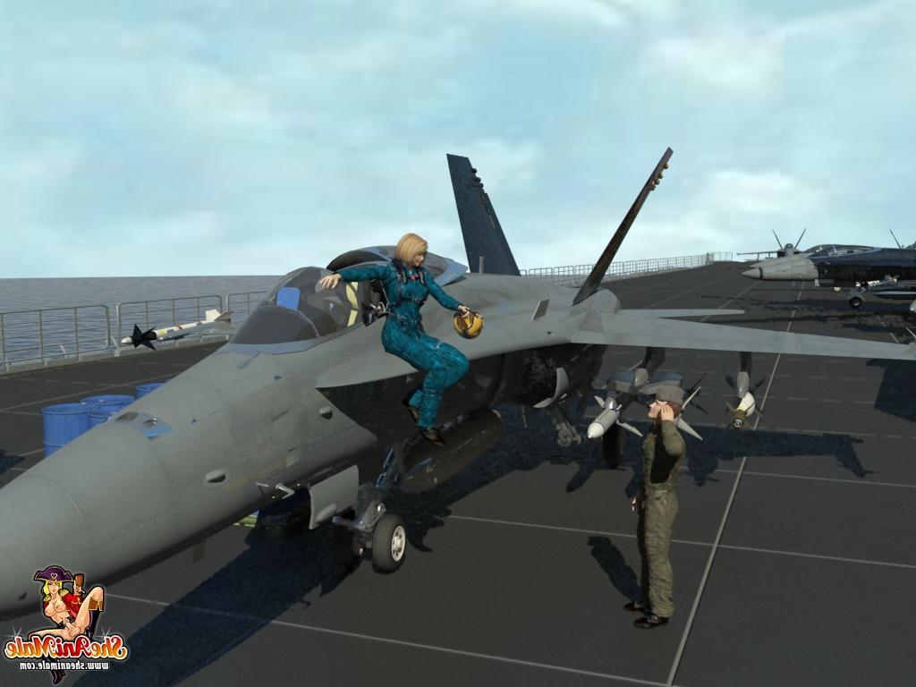 20P Animated tranny pilot strips a kinky soldier and fucks him in front of a plane