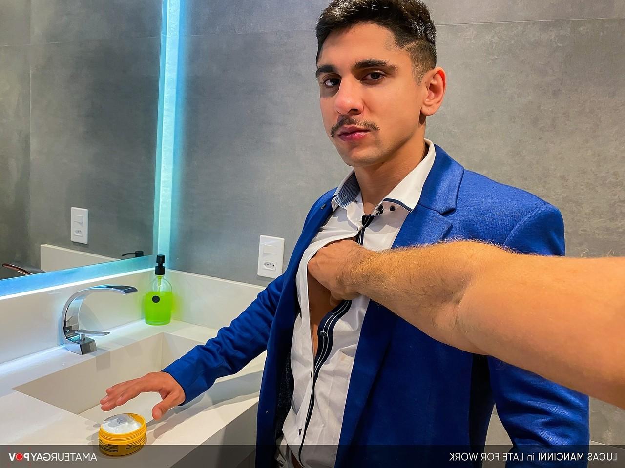 20P Brazilian boy toy Lucas Mancinni exposes his firm ass & dick before shower sex