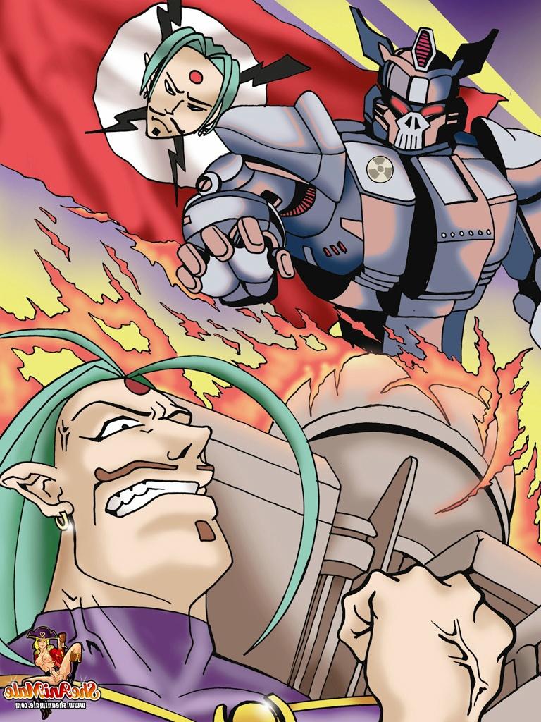 12P Des transsexuelles des Power Rangers de dessins animés baisent un méchant après l'avoir capturé