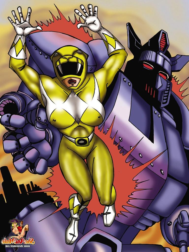 12P Des transsexuelles des Power Rangers de dessins animés baisent un méchant après l'avoir capturé
