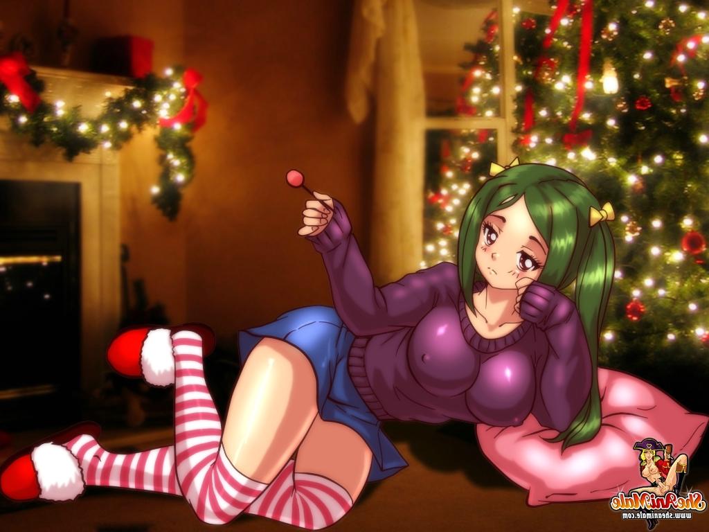 12P Dominatrix anime shemale estira el culo de santa con su enorme polla