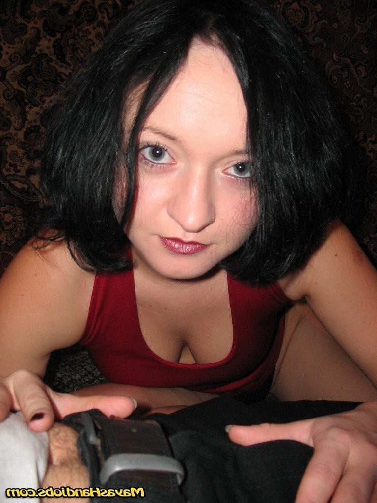15P Brunette MILF Mayas Handjobs licks a small dick while giving a POV handjob