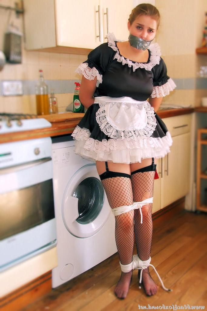 16P Two French maids are tied up with rope and silenced with gags