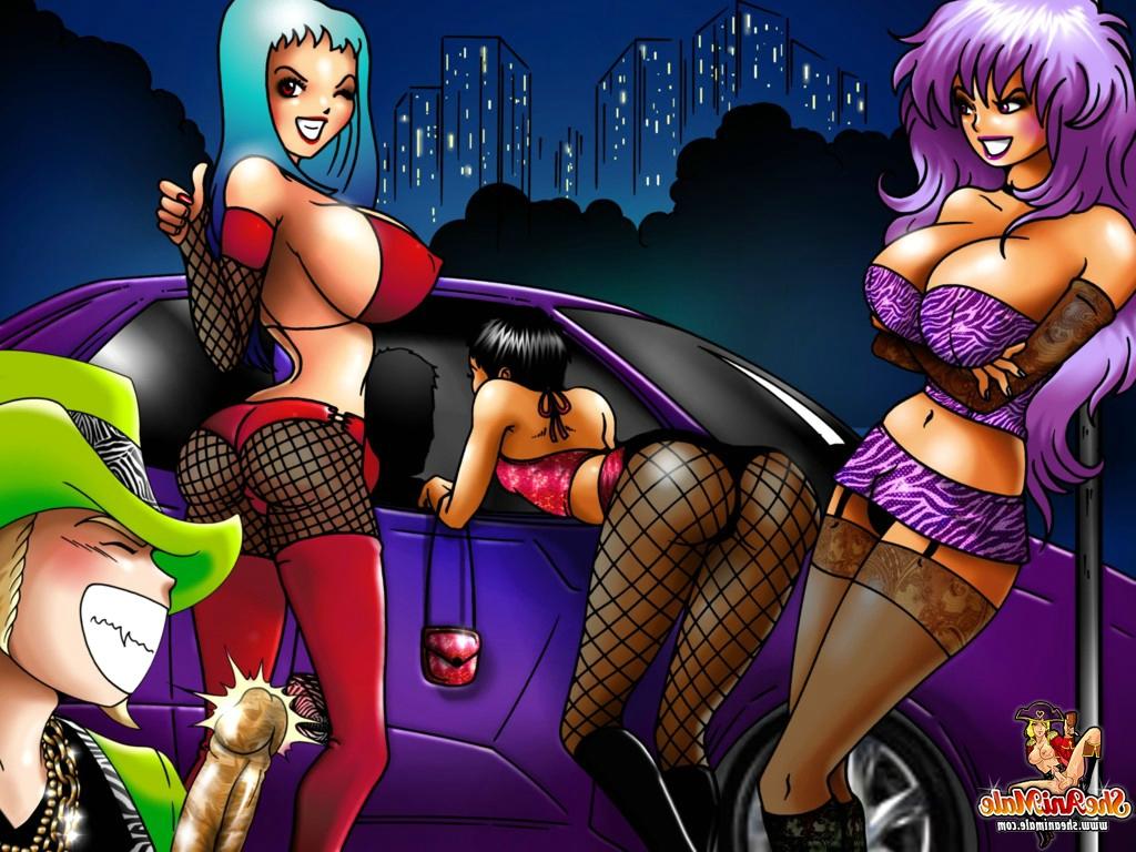 12P Anime t-girls garganta y culo follan a una joven y le salpican la cara con semen