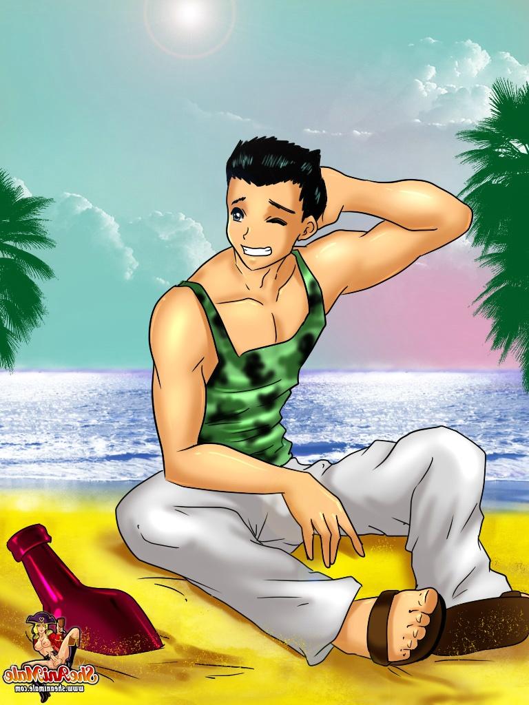 12P Anime man enjoying a sizzling 3some with a busty shemale on the Fantasy Island