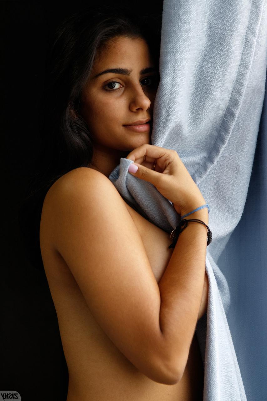 13P Das hübsche brünette Babe Lissa Mendez zeigt ihre großen Brüste und ihren kurvigen Arsch