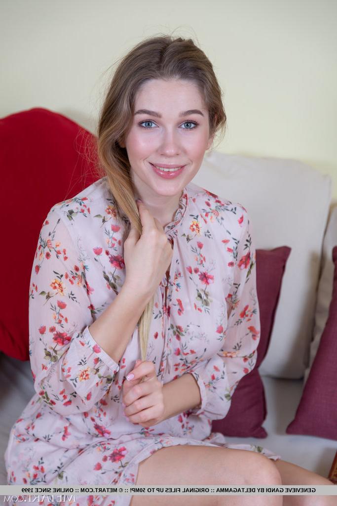 18P Teen model Genevieve Gandi removes a dress and heels to pose in the nude