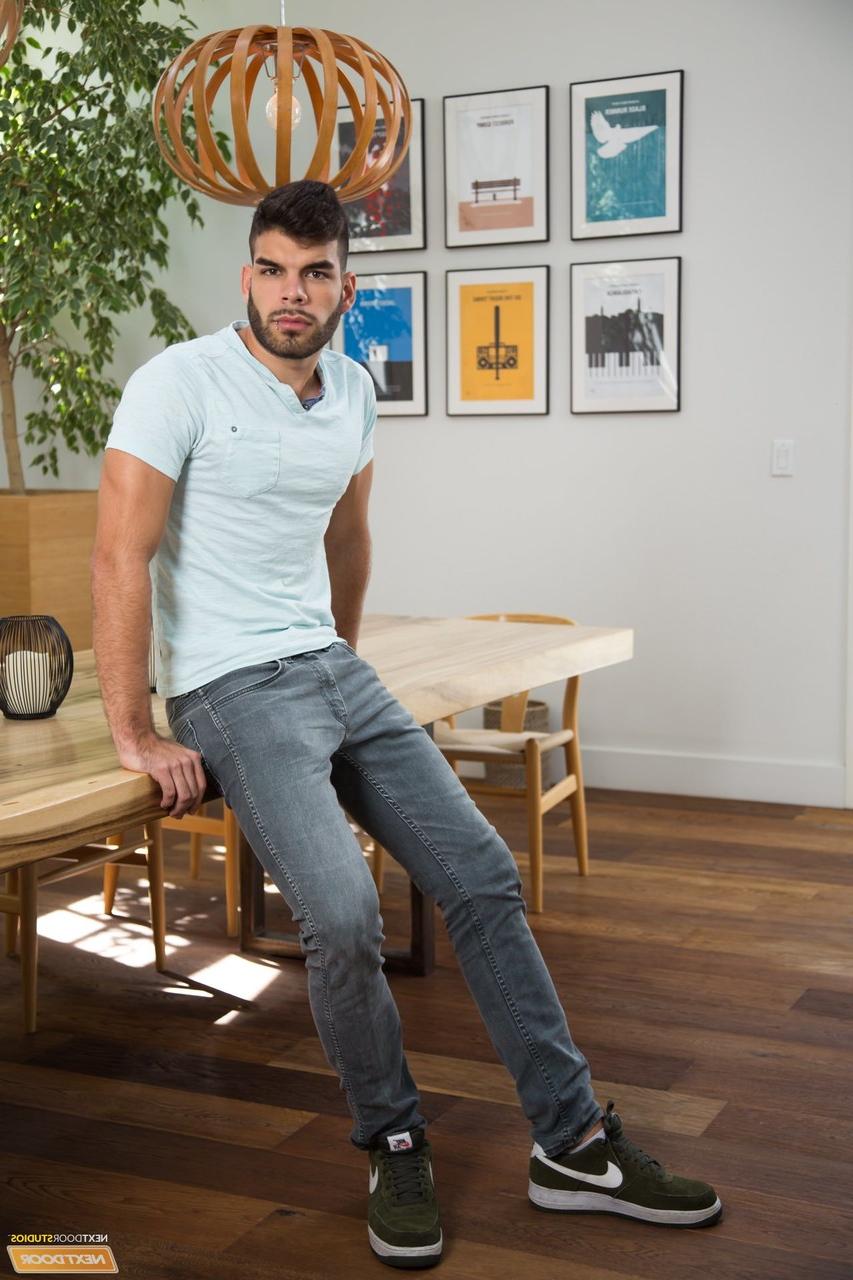 20P Gay Latino Zay Hardy strips to reveal his tanned body and jerks his cock