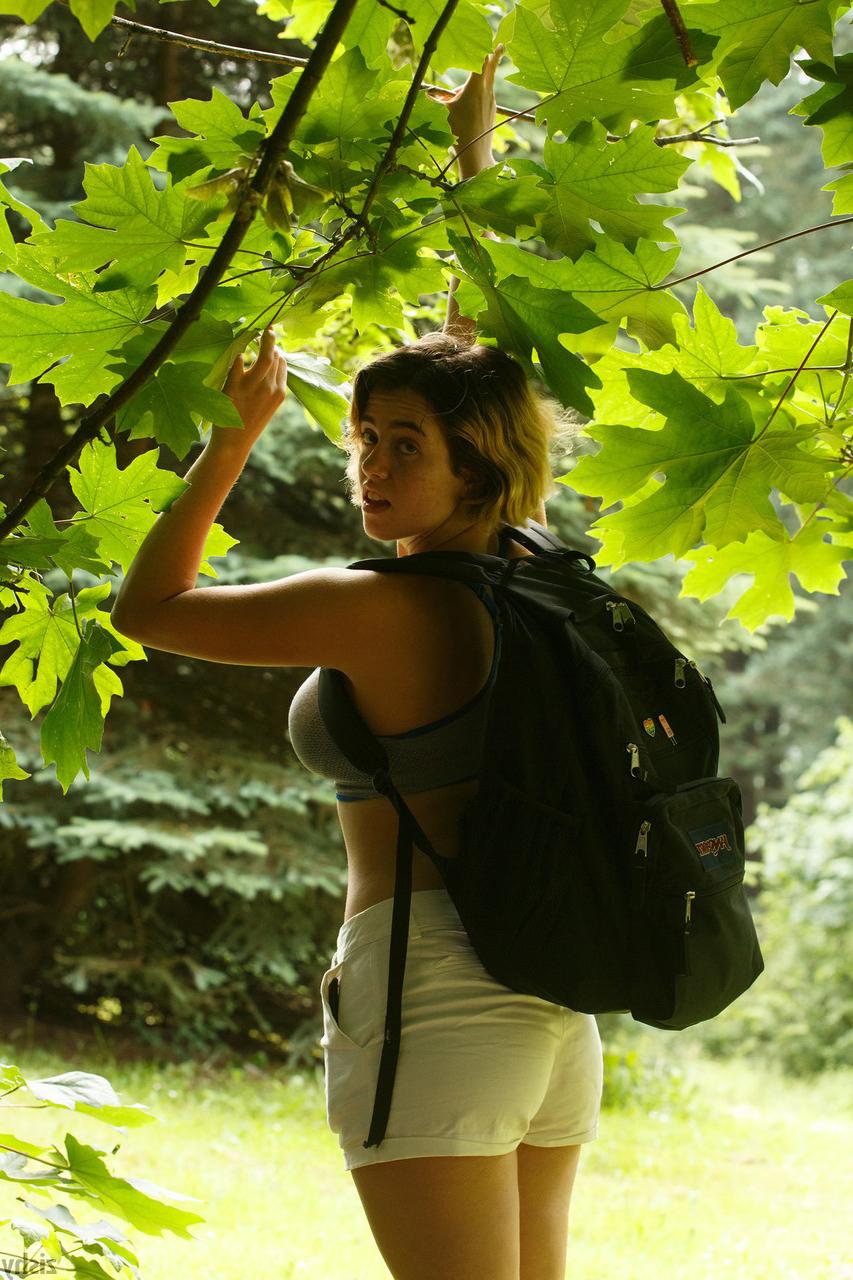 13P Alluring babe Peach Kennedy teases with her big tits in a sexy hiking outfit