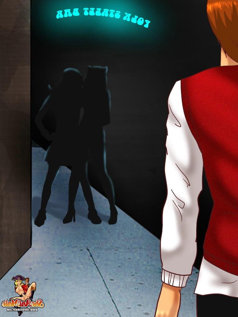 12P Cartoon ebonies destroy a guy's holes from both sides in an ally