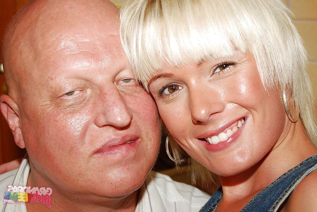 16P Pretty teen babe with shaved pussy Ninna Moore gets banged by a bald oldman