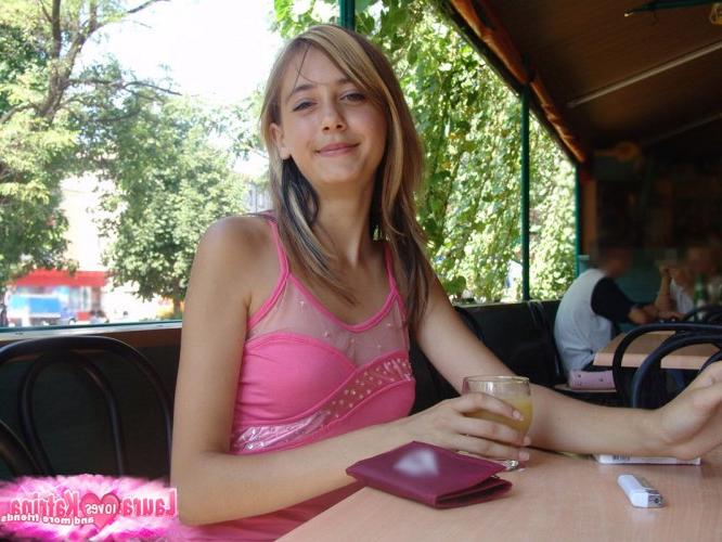 15P Dirty blonde teen flashes a no panty upskirt inside a restaurant