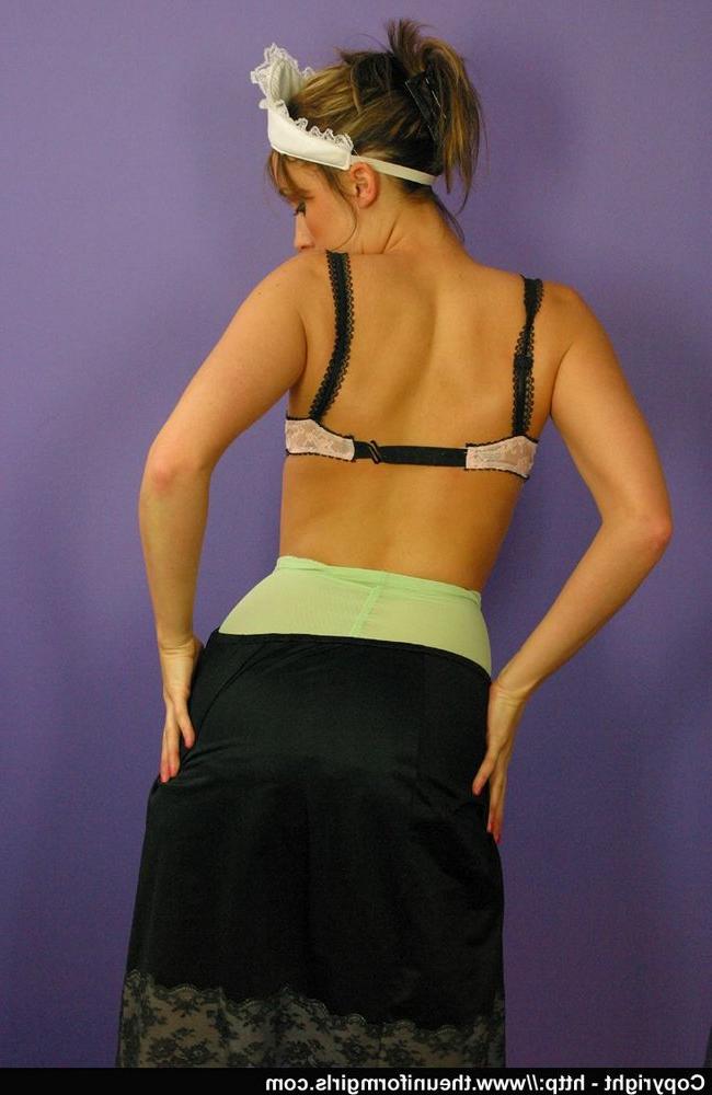 15P Cute waitress strips down to her backseam nylons and pumps during solo action