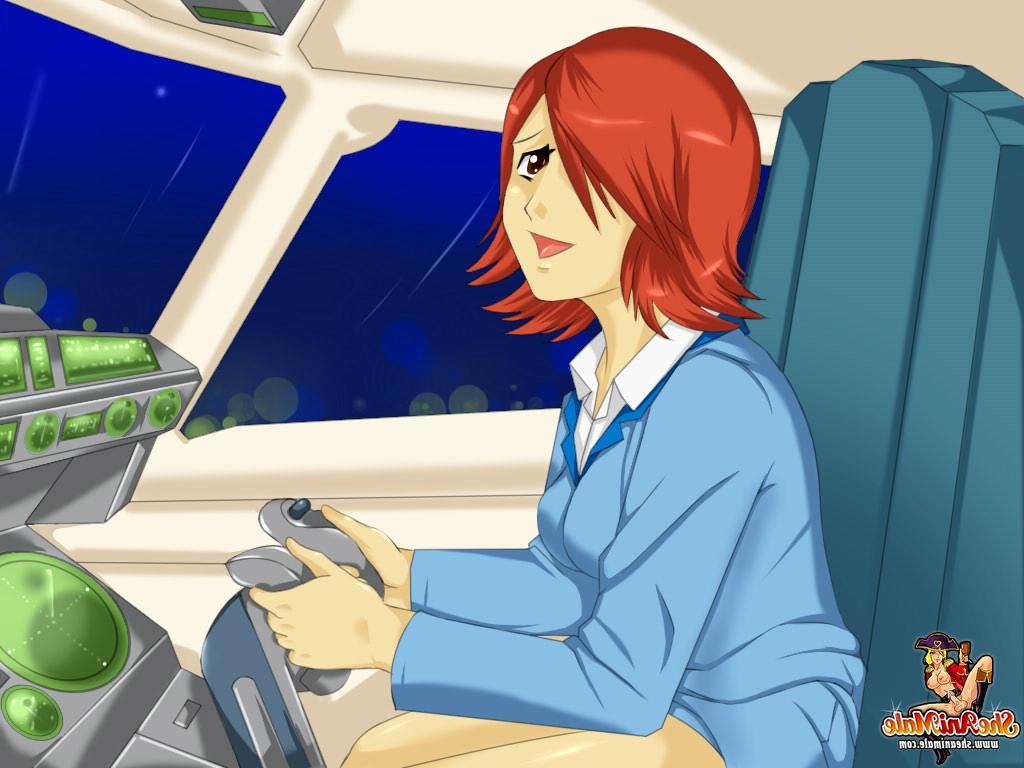 12P Passageiro de anime fofo é imprensado por duas aeromoças travestis vigorosas