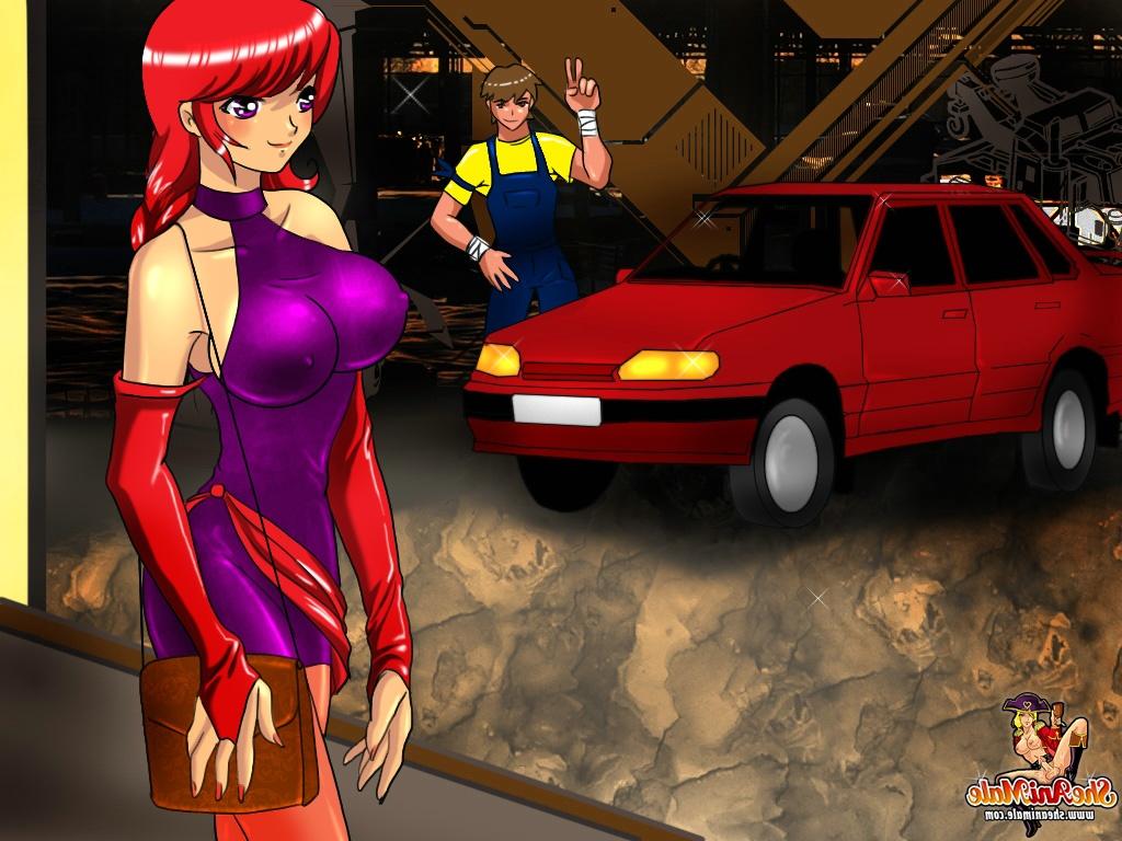 12P Transexual anime tetona se folla a un mecánico en lugar de pagar las reparaciones del coche