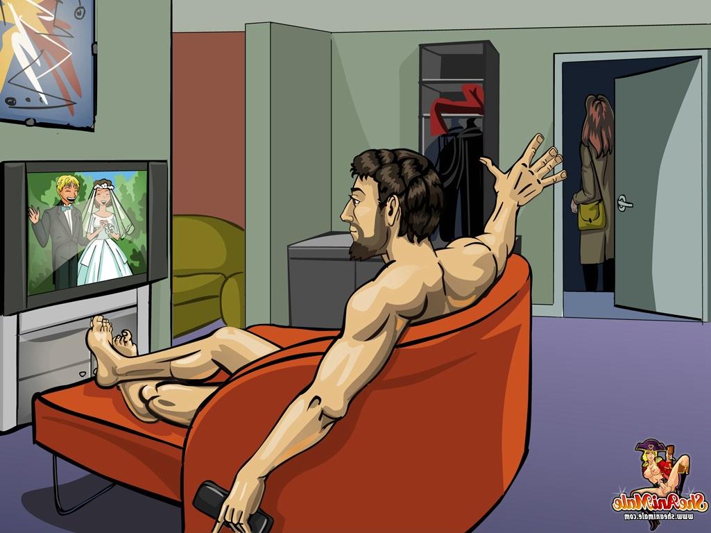 14P Anime stud gets face fucked & jerked off by a black shemale with a big cock