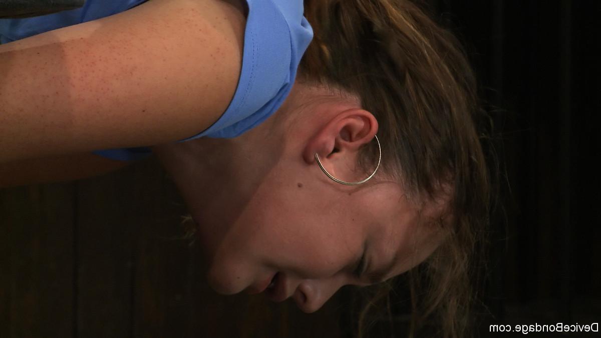 20P Tall mom Allie Haze gets bound to a metal construction and toyed