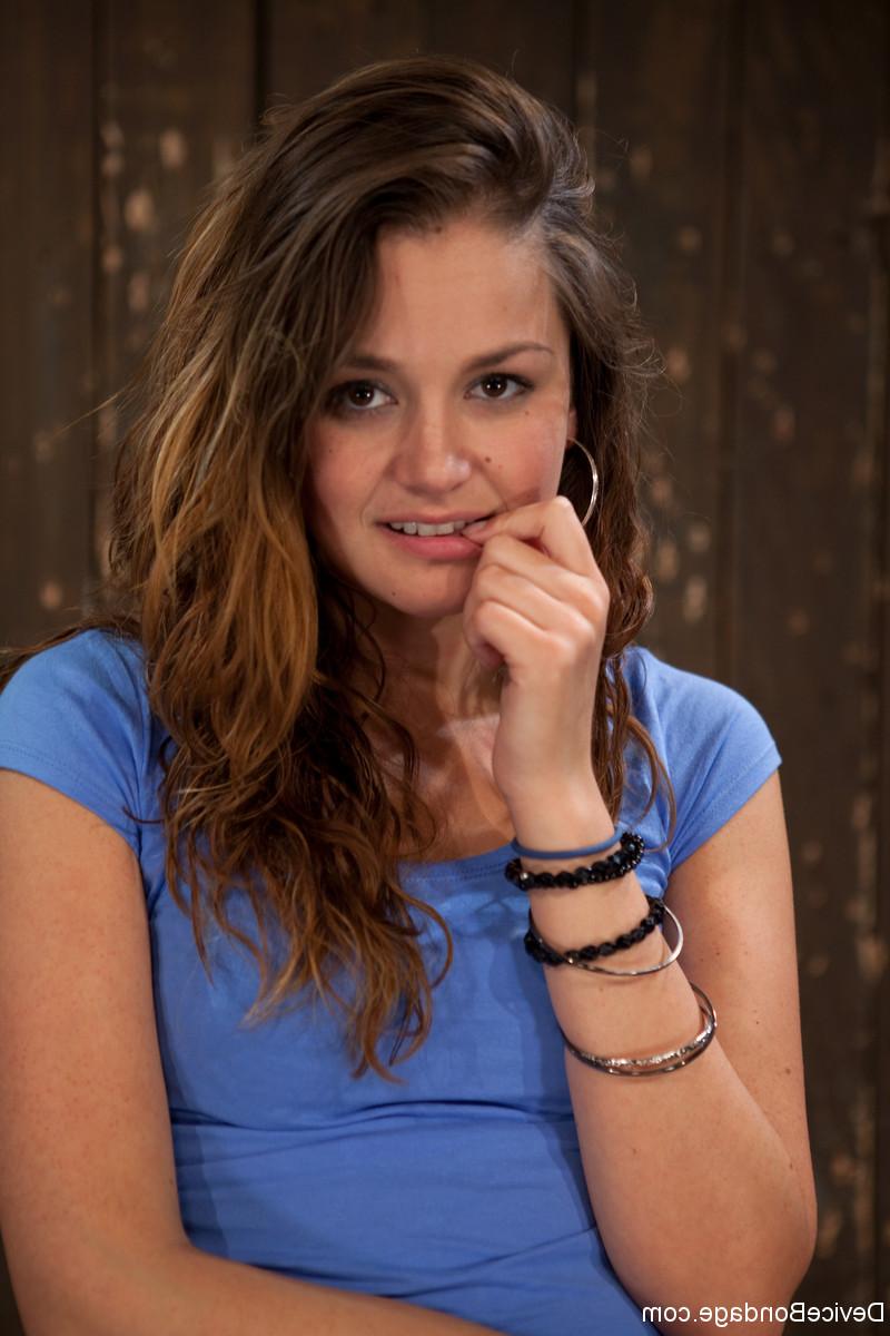 20P Tall mom Allie Haze gets bound to a metal construction and toyed