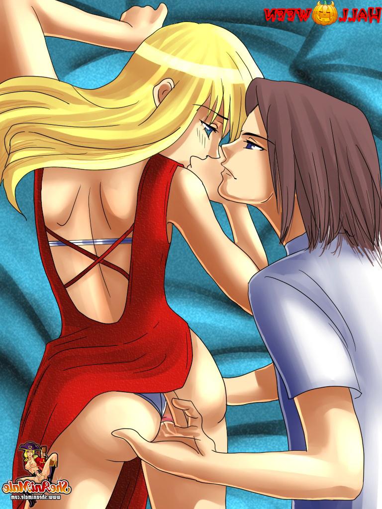 12P Transexual de dibujos animados glamorosa con un vestido rojo es follada analmente por su linda cita