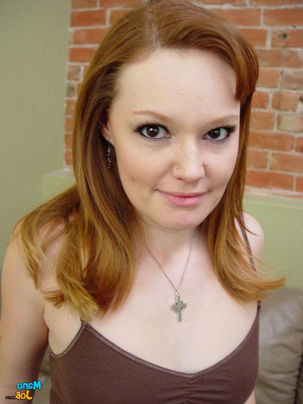 16P Petite redhead Kayla ends up with cum on her face after a handjob