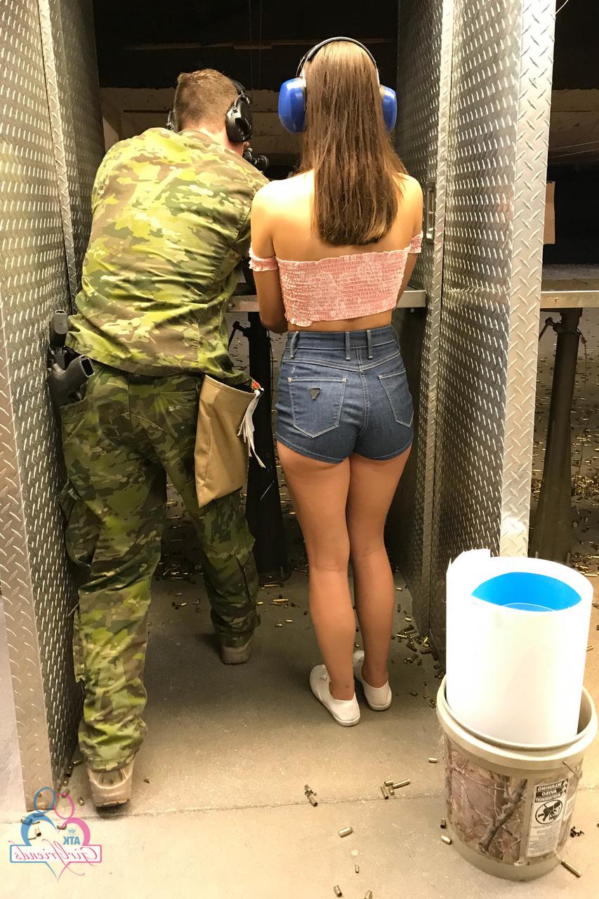 20P Petite babe Lana Rhoades flaunts her hot legs in booty shorts in the armory