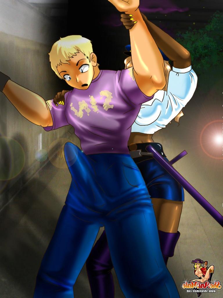 12P Animated guy with a big prick gets rammed by horny police trannies in a 3some