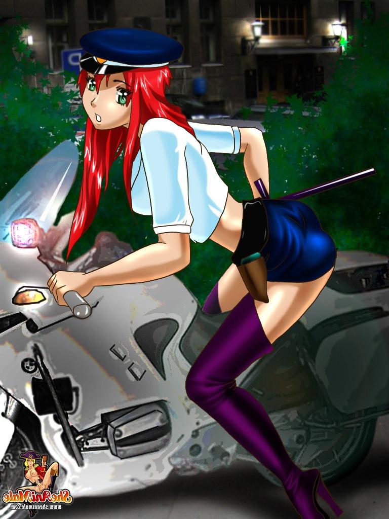 12P Animated guy with a big prick gets rammed by horny police trannies in a 3some