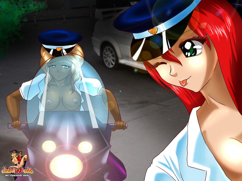 12P Animated guy with a big prick gets rammed by horny police trannies in a 3some