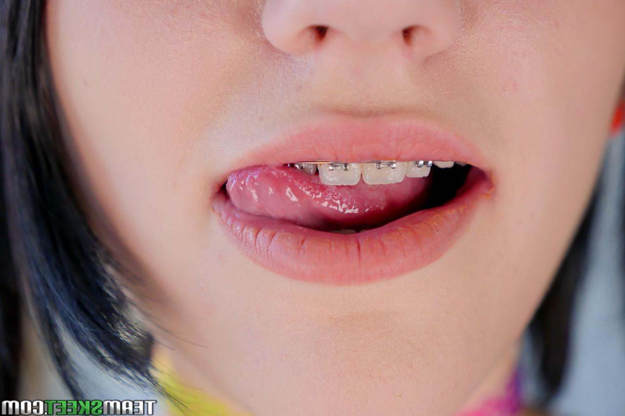 18P Pigtailed cutie in braces Karly Baker gives orgasmic blowjob & gets nailed