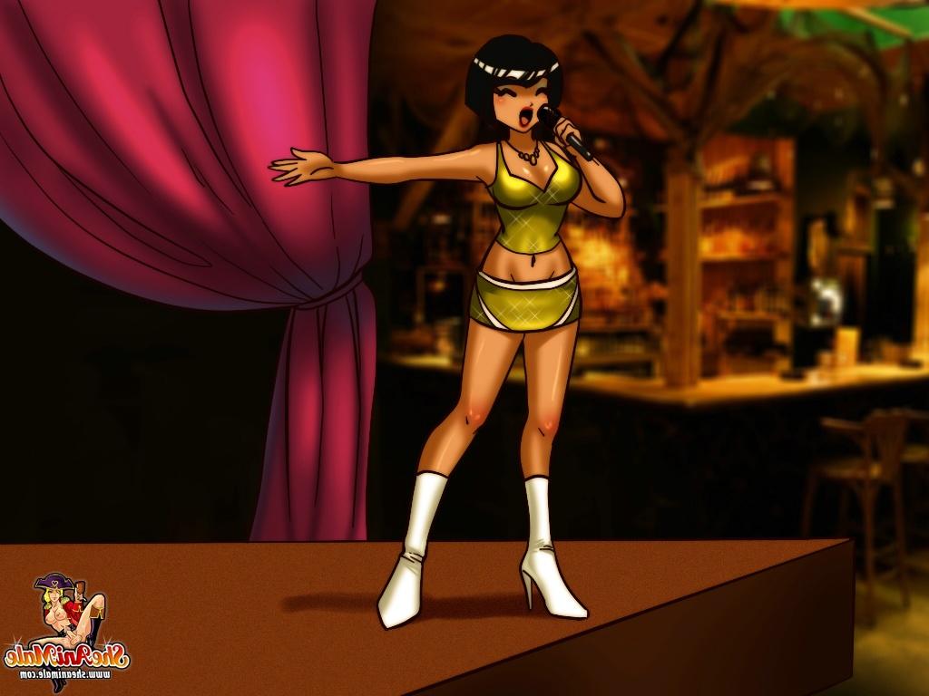 12P Bailarinas transexuales de anime con pollas enormes follan en grupo a un chico y se corren sobre él