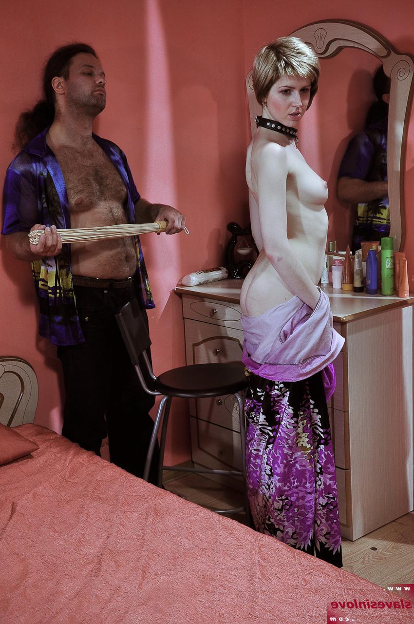 14P Collared slave pleasures her owner during a bout of BDSM sex