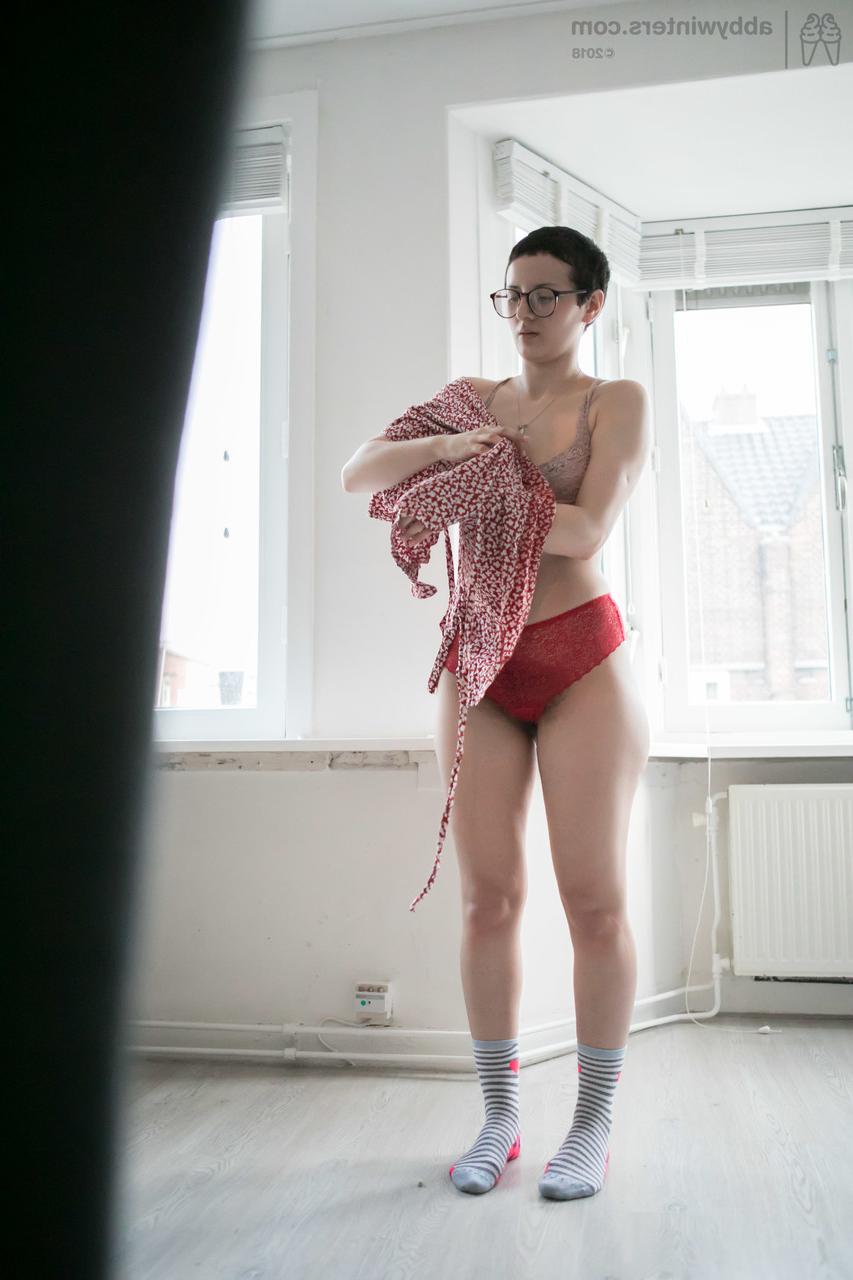 17P Nerdy coed Cristina R with tiny tits and hairy pussy prepares for college