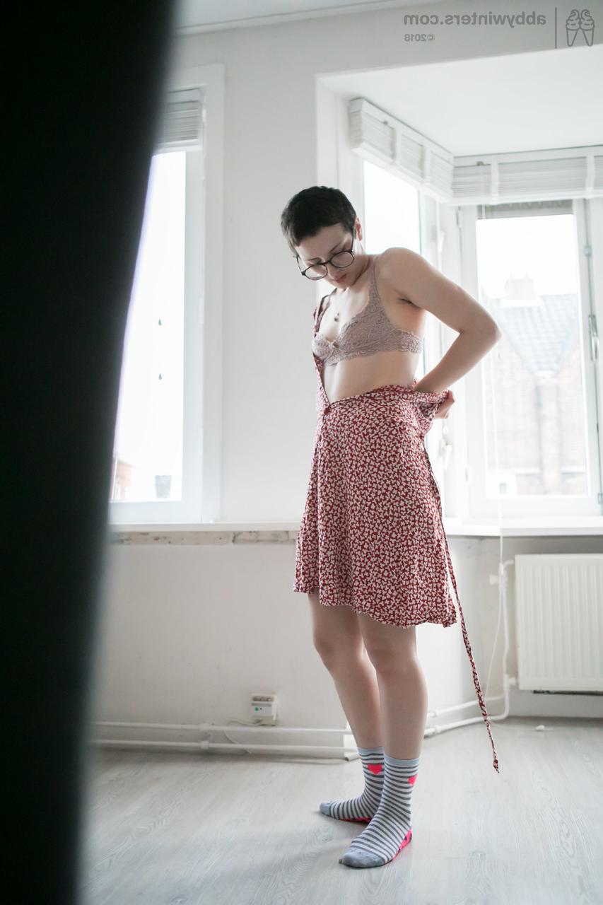 17P Nerdy coed Cristina R with tiny tits and hairy pussy prepares for college