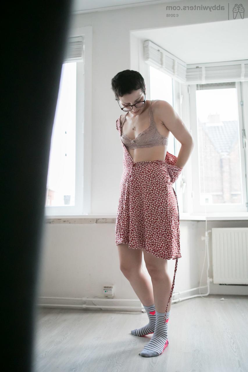 17P Nerdy coed Cristina R with tiny tits and hairy pussy prepares for college