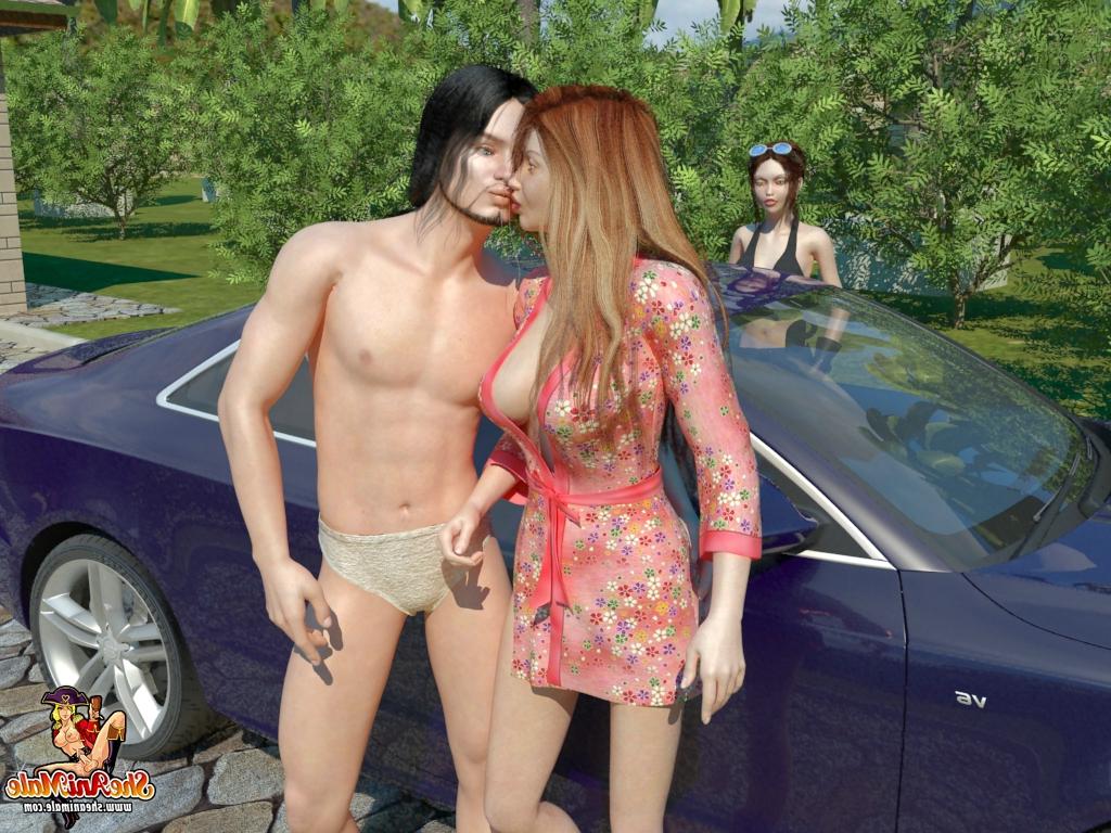20P Animierte Ladyboys mit hypnotisierenden Brüsten ficken einen geilen Kerl im Pool
