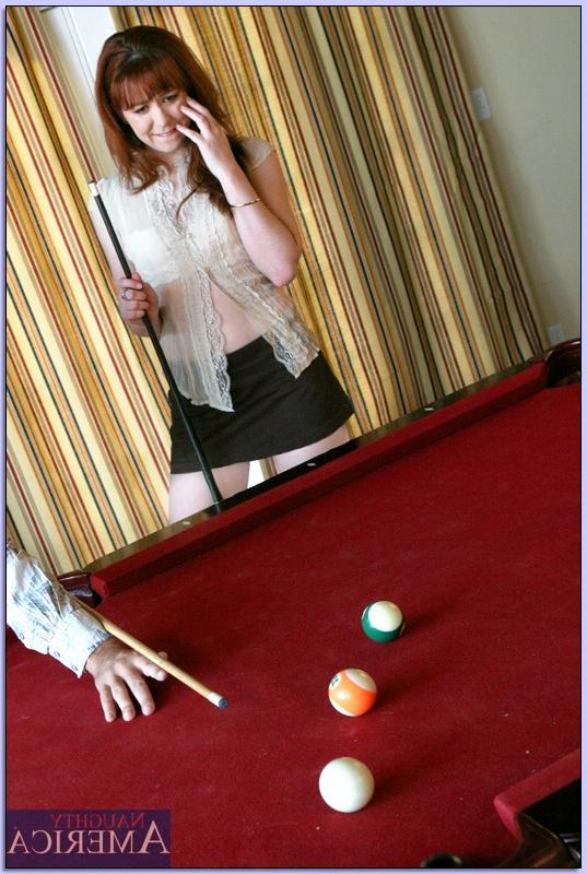 16P Raunchy wife in white lingerie Trinity Post shafted on the pool table